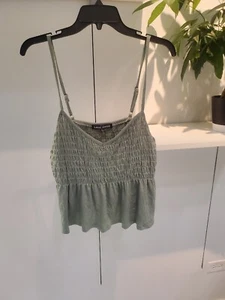NWT Almost Famous women's XL sun top elastic tank smocked cropped/retro - Picture 1 of 2