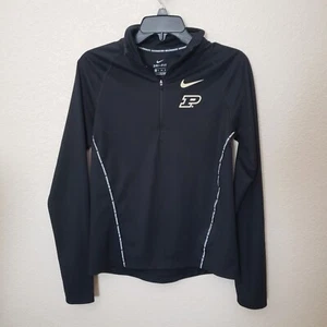 Nike women's Purdue Pull Over Long sleeve quarter zip T shirt jacket XS Black - Picture 1 of 6