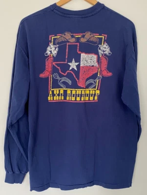 Vtg 90's Texas Frat Party Graphic Western T-Shirt Thin Bull Mascot USA - Image 1 of 4