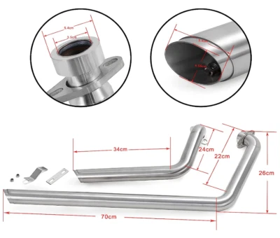 Tubos de escape de acero inoxidable plateado para Yamaha Star Bolt XVS950 C R Spec XV950 Foto 1 de 4