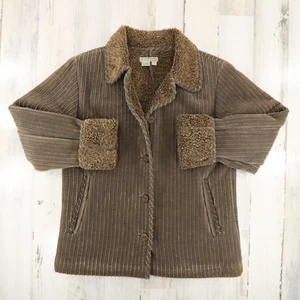 Royal Robbins Jacket Womens Small Olive Green Corduroy Sherpa Lined Vintage - Picture 1 of 16