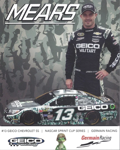 2016 CASEY MEARS "GEICO MILITARY CAMO " #13 NASCAR SPRINT CUP POSTCARD Cover