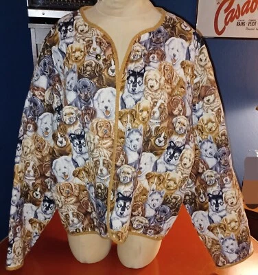 Уникальный ручной работы спаниелей собак выстеганный блейзер куртка женщин 2XL XXL Jingle Bells - Изображение 1 из 4