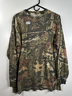 Mens Camo Shirt Top Long Sleeve Camouflage Crew Neck Outdoor Size 22.5x29 - Image 1 of 4