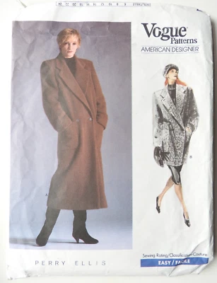 Vogue 1935 sewing pattern Coat size 8 American Designer Perry Ellis CUT Complete - Image 1 of 3