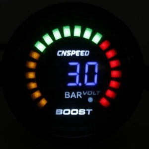 2" 52mm 12V LED Digital 1-3 Bar Turbo Boost Gauge Meter With Sensor  Fit Car - Imagen 1 de 10