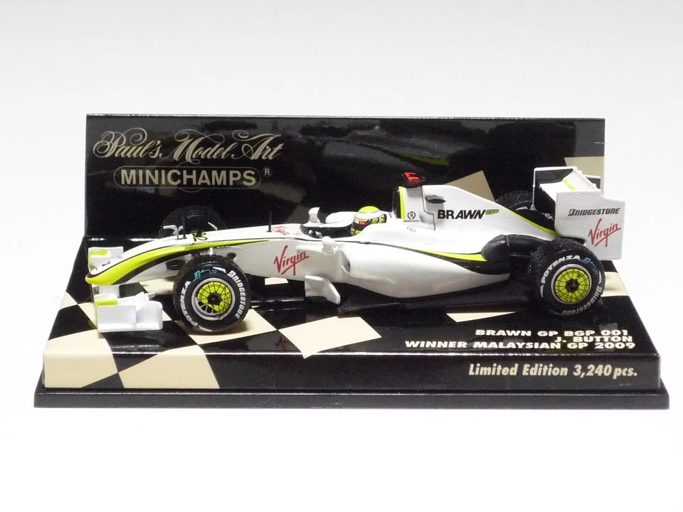 MINICHAMPS 1:43 BRAWN GP BGP 001 J. BUTTON WINNER GP MALESIA 2009 - Immagine 1 di 4