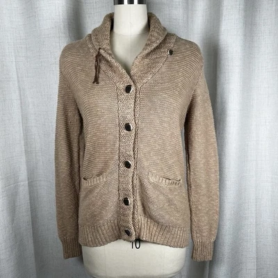 Ralph Lauren Jeans Co Cárdigan Mediano de Lino Suéter Grueso Tejido Chal Cuello Tostado Foto 1 de 4