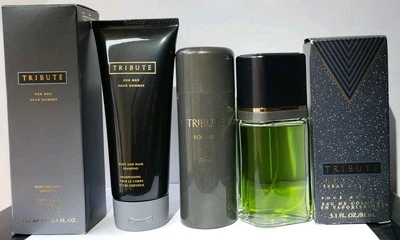 Juego de 3 piezas TRIBUTE For Men de Mary Kay ~ spray de colonia + champú cuerpo/cabello + talco Foto 1 de 4