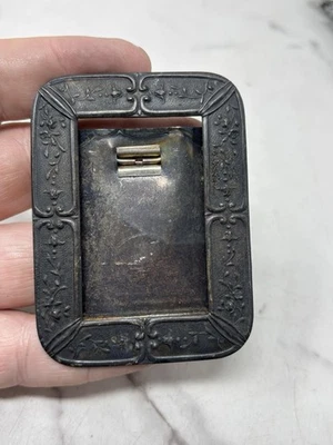 Antique Ornate Miniature Picture Frame Metal Floral Design Small Easel Back 3” - Image 1 of 4