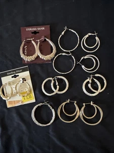 Sterling Silver Earrings 8 Pair  Scrap Or - Picture 1 of 9