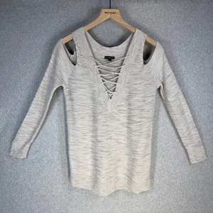 Suéter Express Para Mujer XS Beige Hombro Frío Con Cordones Algodón Rayón - Imagen 1 de 10