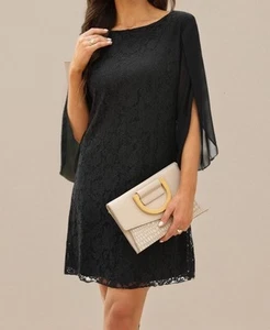 COOAN Wedding Guest Cocktail Formal Dress Women’s Large Black Lace Dress NWT - Picture 1 of 16