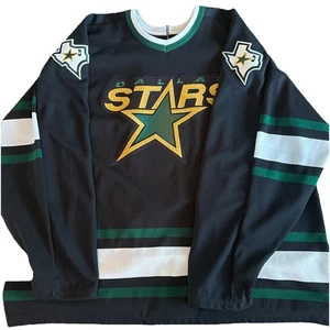 VINTAGE CCM MASKA Dallas Stars Jersey Black Green Mens XL Hockey NHL Sewn Adult - Picture 1 of 14