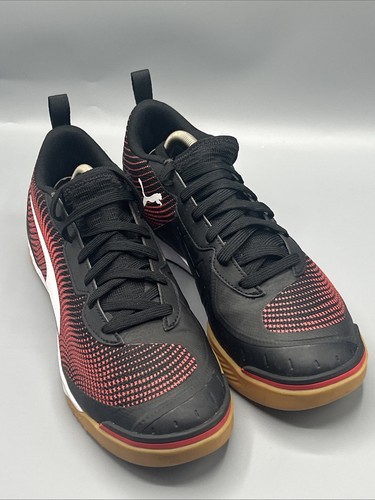 Puma Ibero III Scarpe da Calcio indoor Uomo Nero Rosso Taglia UK 9