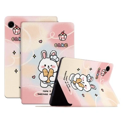 For Galaxy Tab A9 8.7 Smart Cover PU Leather Cartoon Pattern Stand - Happy - Image 1 of 4