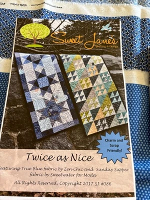 Sweet Jane's "Twice As Nice" Table Runner Pattern & "Tea Service" Cotton  Fabric - Image 1 of 4