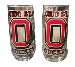 2 BICCHIERI CALCIO OHIO STATE GLASS BUCKEYES anni '90 BIG TEN CHAMPS BASKETBALL - Foto 1 di 5