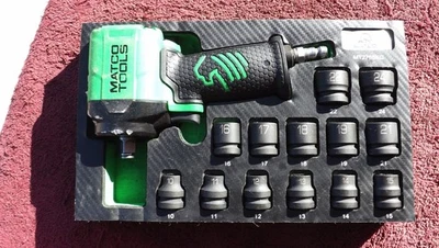 MATCO * 精美 * 1/2 英寸驱动 MT2765KG "绿色" STUBBY IMPACT WRENCH & SOCKET 套装! — 第 1/4 张图片