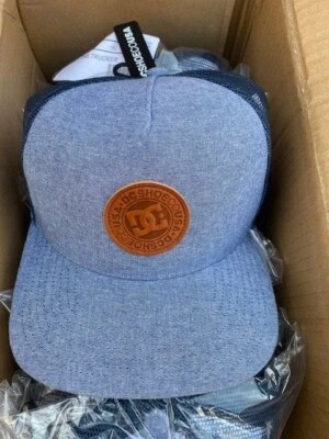 DC SHOES STOCKTONS PATCH TRUCKER SNAPBACK CAP MENS DENIM HAT (NEW) - Image 1 of 3