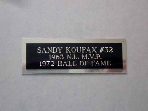 Sandy Koufax Nameplate For A Signed Baseball Ball Cube Or Card Plaque 1" X 3" Cover