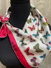 Gucci Silk Twill Scarf Vintage 1970s Butterflies Pink Border No Tag
