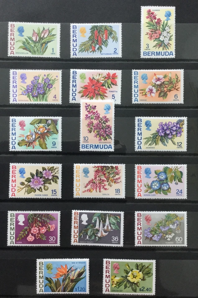1970 Bermuda Flowers QEII Flower Complete Set Sc 255-271 SG 249-265 MVLH - Image 1 of 1