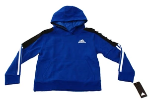 Adidas Youth Boy's Size 8 Blue Logo Hoodie Hooded Sweatshirt Cotton Blend - Picture 1 of 3
