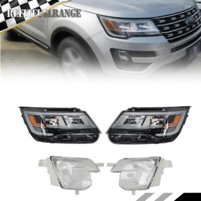 Pair of Halogen Headlight Assembly &Fog Lights Lamp For  2016-2019 Ford Explorer Foto 1 de 4