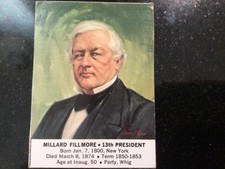 1964 General Mills U.S. Presidential Portrait Card MILLARD FILLMORE 13th preside