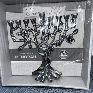 Tree Of Life Floral Chic Aluminum Menorah Ner Mitzvah Measures-7.5”x7.5” - Picture 1 of 6