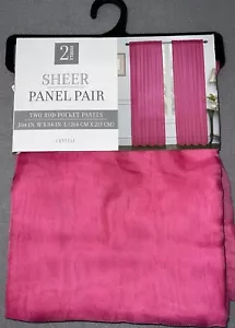 Crystal Sheer 2-pack panel window curtain set 104 X 84 in pink two rod pocket - Picture 1 of 6