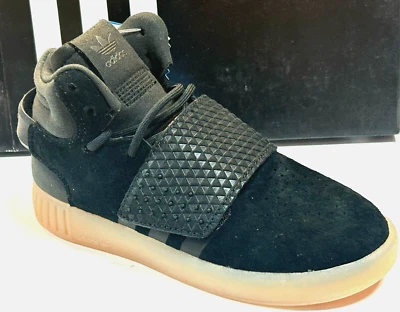 adidas Originals Tubular Invader Strap Shoes Kids Black/Gum BA9364 Size: 12K NIB