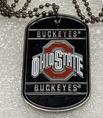 "Collar medallón con etiqueta de perro Ohio State Buckeyes con cadena de 18""" Foto 1 de 4