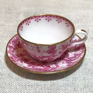 Vintage Spode Copeland England Miniature Tea/Coffee Cup/Saucer Pink Floral Vine - Picture 1 of 15