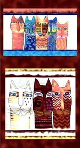 LAUREL BURCH FELINE FROLIC - BLOCKS PANEL - RUST- 23" WIDE x 44" LONG - Picture 1 of 1