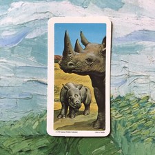 RED ROSE TEA CARD BLACK RHINOCEROS ANIMALS AND THEIR YOUNG 1990 No 37 #T