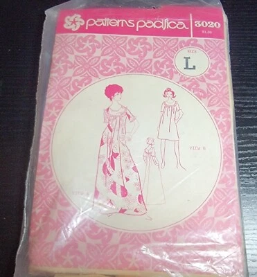 Vintage Patterns Pacifica 3020 Mu'umu'u Dress Pattern Size L -Cut but Usable - Image 1 of 4