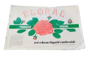 Tri-chem Transfer Design Sheets FLORAL Vintage 1970s Hot Iron On Transfers - Picture 1 of 12