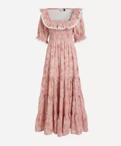 RIXO Joanie Pink Paisley Floral Tiered Midi Maxi Dress Size Large UK 14 - Picture 1 of 8