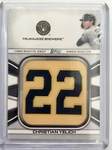 2022 Topps Series 1 Christian Yelich Player Jersey Number Medallion #JNM-CY - Picture 1 of 2