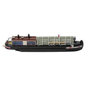 Detailed 20cm Wooden Model Canal Narrowboat 'Ferret' | Fully Assembled, OO Gauge - Foto 1 di 7