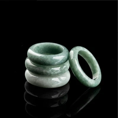 Certified Green Burma Natural Grade A Jade jadeite Circle Ring USA 5-12 - Image 1 of 4