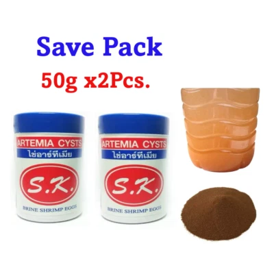 2 x 50 g ARTEMIA CYSTS Brine Shrimp Eggs Clean Sea Water Salt Baby Fish Food - Image 1 of 4