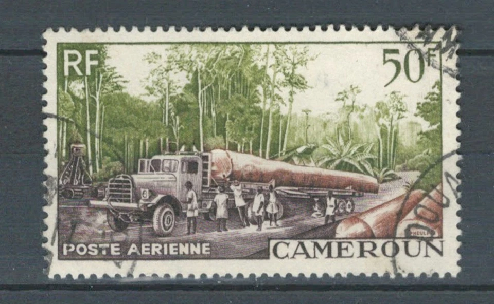 CAMEROONS AFRICA FRENCH COLONIES TREES AIR MAIL USED 50F STAMP LOT (CAM 645) - Image 1 of 1