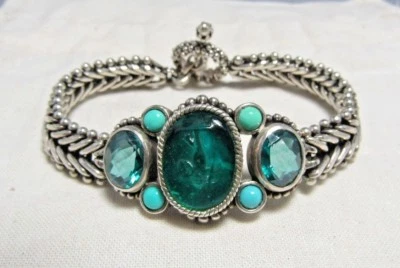 Pulsera Stephen Dweck de plata de ley tallada en piedra, topacio y turquesa Foto 1 de 4