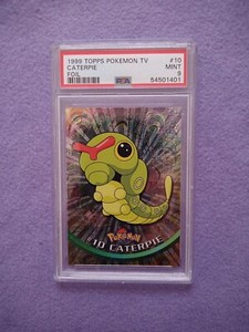 Pokemon - Caterpie Foil Chrome No. 10 - 1999 Topps Pokemon TV - PSA9 Mint Card