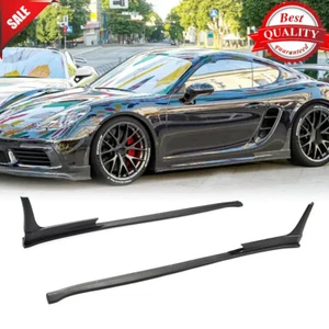 Für Porsche 718 Boxster Cayman 16+ Echt Carbon Seitenschweller Verlängerung Lippe Spoiler - Bild 1 von 14