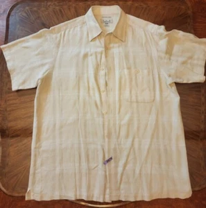 RON CHERESKIN Luxe Rayon Tan Button Down Short Sleeve Shirt Men's S. L dry clean - Picture 1 of 5