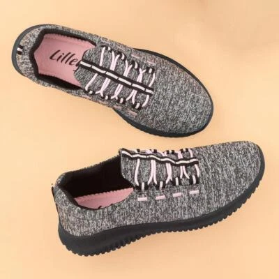 Lilley Womens Shoes Multi Ladies Black and Grey Marl Slip On Casual Darla SIZE